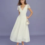 Apricot V Neck Lace Splicing Maxi Dress